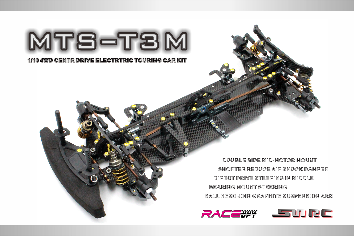 SNRC MTS T3M 1/10 CARBON FIBRE HORIZONTAL RUNNING OF ELECTRIC ROOM FRAME  4WD - www.sn-rc.com